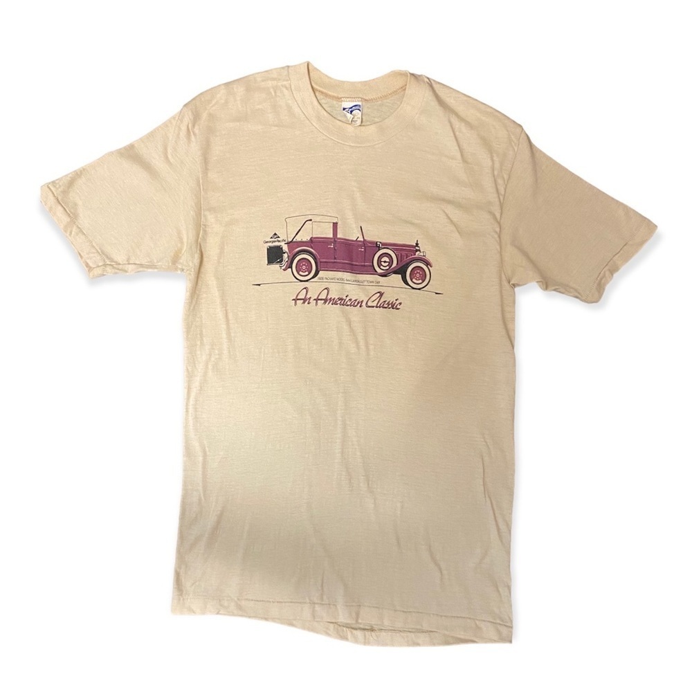 Vintage 80’s Single Stitch An American Classic 1928 Packard Car Shirt Ivory Rare